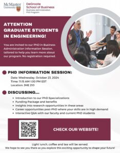 Poster described an information session for grad students in Engineering